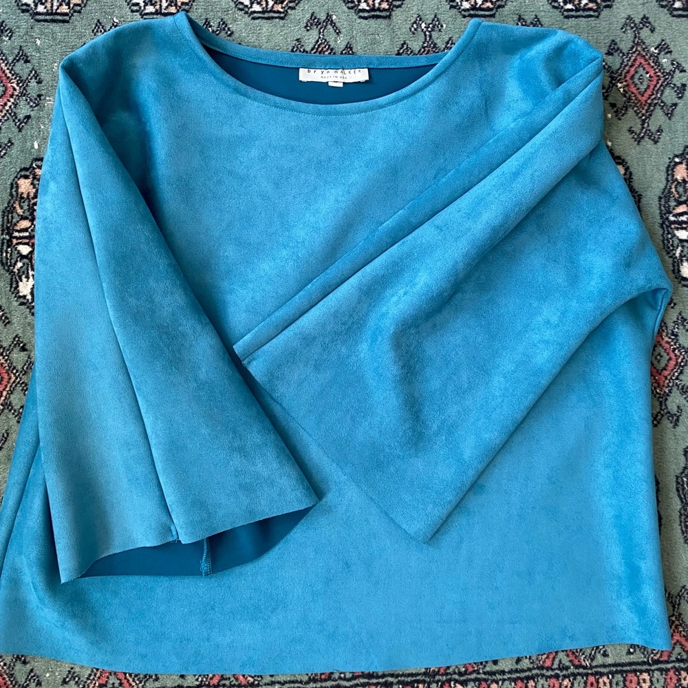 Bryn Walker faux suede top with wide sleeves